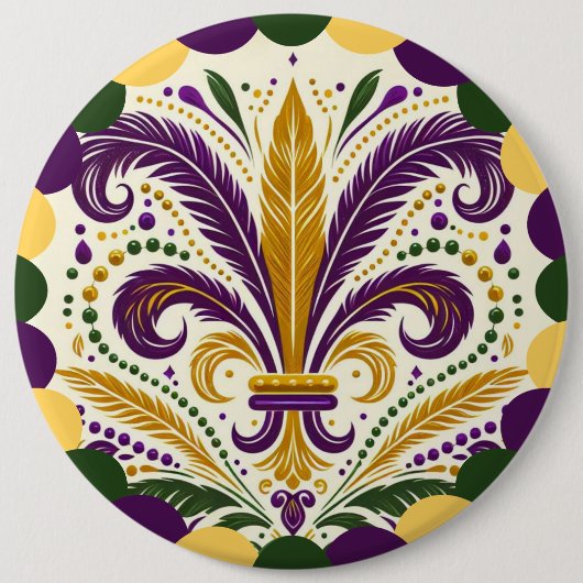 Mardi Gras fleur-de-lis Ronde Button 6,0 Cm (Voorkant)