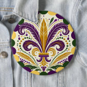 Mardi Gras fleur-de-lis Ronde Button 6,0 Cm (In situ)