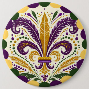 Mardi Gras fleur-de-lis Ronde Button 6,0 Cm