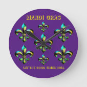 Mardi Gras Fleur De Lis Ronde Klok (Voorkant)