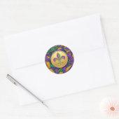 Mardi Gras Fleur de lis Ronde Sticker (Envelop)