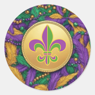 Mardi Gras Fleur de lis Ronde Sticker