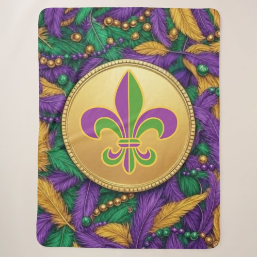 Mardi Gras Fleur de lis Sherpa Deken (Voorkant)