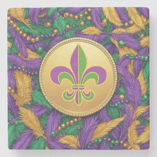 Mardi Gras Fleur de lis Stenen Onderzetter (Voorkant)