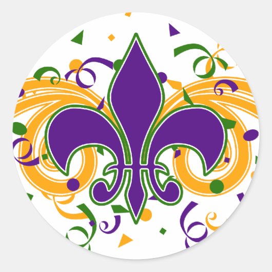 Mardi Gras Fleur-de-Lis Sticker (Voorkant)