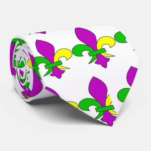 Mardi Gras Fleur De Lis Stropdas (Opgerold)