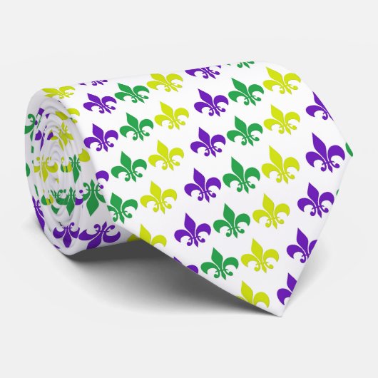 Mardi Gras Fleur de lis Stropdas (Opgerold)