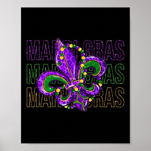 Mardi Gras Fleur de Lis Symbool Louisiana Carnaval Poster (Voorkant)