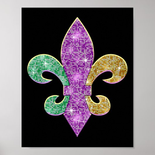 Mardi Gras Fleur de Lis Symbool Louisiana Carnaval Poster (Voorkant)