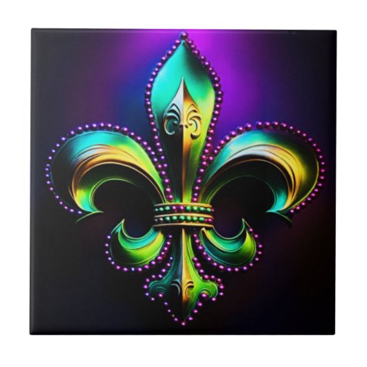 Mardi Gras Fleur De Lis Tegeltje (Voorkant)