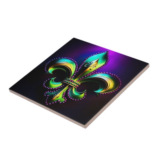 Mardi Gras Fleur De Lis Tegeltje (Zijkant)