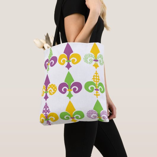 Mardi Gras Fleur de Lis Tote Bag (Dichtbij)