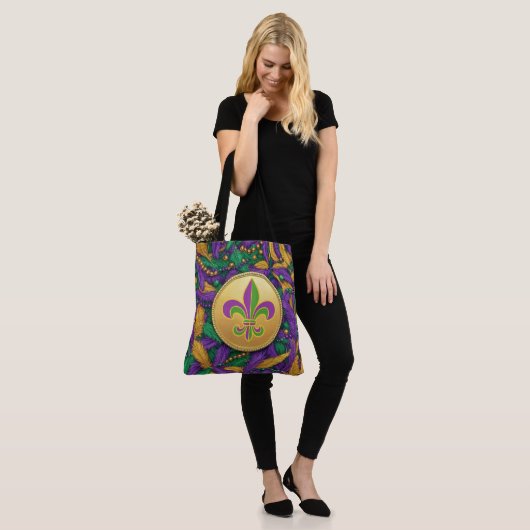 Mardi Gras Fleur de lis Tote Bag (Op model)