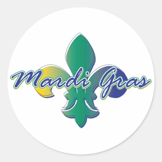 Mardi Gras Fleur de lis tri Ronde Sticker (Voorkant)