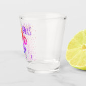 Mardi Gras Fleur De Lis Typografie Paars Roze Shot Glas (Rechts)