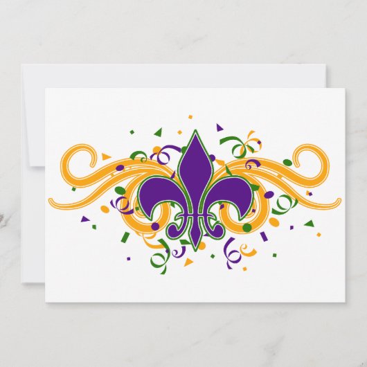 Mardi Gras Fleur-de-Lis-uitnodiging Kaart (Voorkant)