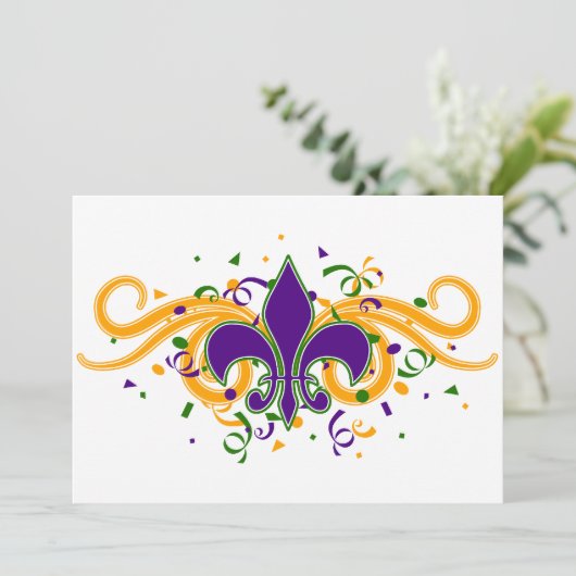 Mardi Gras Fleur-de-Lis-uitnodiging Kaart (Staand voorkant)