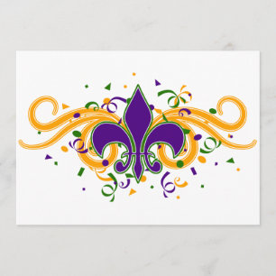 Mardi Gras Fleur-de-Lis-uitnodiging Kaart