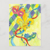 Mardi Gras Fleur De Lis Waterverf Art Yellow Briefkaart (Voorkant)