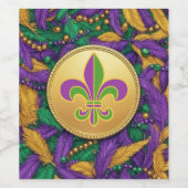 Mardi Gras Fleur de lis Wijn Etiket (Enkel label)