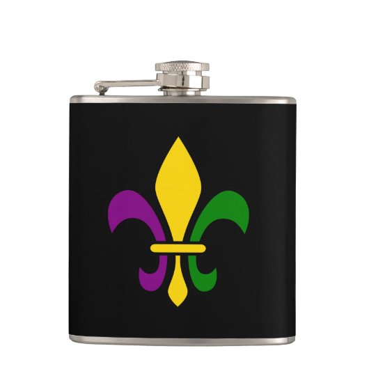 Mardi gras fleur de lys heupfles (Voorkant)