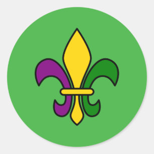 Mardi gras fleur de lys ronde sticker
