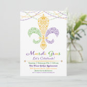 Mardi Gras Fleur DeLis Feest Uitnodiging (Staand voorkant)