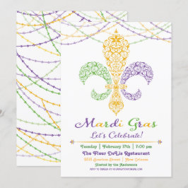 Mardi Gras Fleur DeLis Feest Uitnodiging