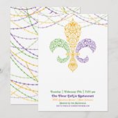 Mardi Gras Fleur DeLis Partij 2 Kaart (Voorkant / Achterkant)