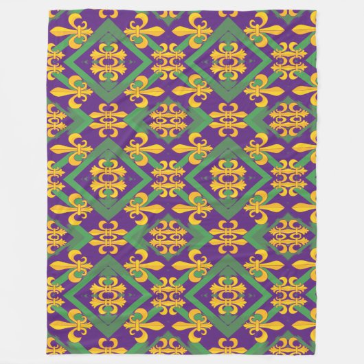 Mardi gras fleur di Lis Fleece Deken (Voorkant)