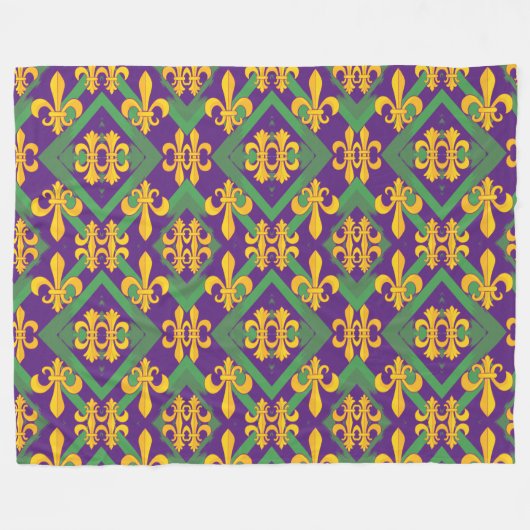Mardi gras fleur di Lis Fleece Deken (Voorkant (Horizontaal))