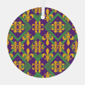 Mardi gras fleur di Lis Glas Ornament (Achterkant)