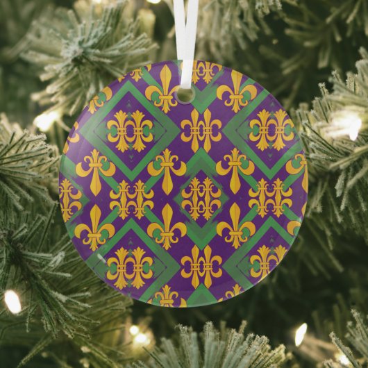 Mardi gras fleur di Lis Glas Ornament (Insitu)