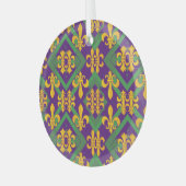 Mardi gras fleur di Lis Glas Ornament (Voorkant links)