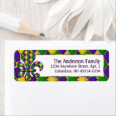 Mardi Gras Fleur Harlequin Pattern Etiket (Insitu)