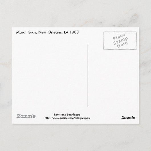 Mardi Gras Float Briefkaart (Achterkant)