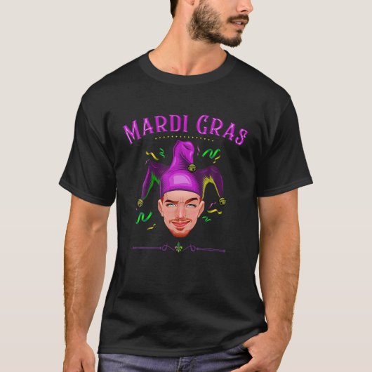 Mardi Gras Float Jester Hat Bead Costume Modern De T-shirt (Voorkant)