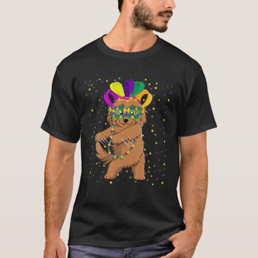 Mardi Gras Flossing Golden Doodle Pet Unicorn Dog T-shirt (Voorkant)