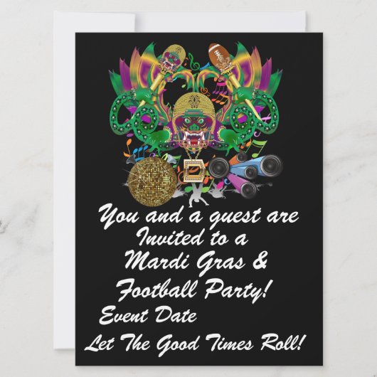 Mardi Gras & Football 6,5 x 8,75-inch Uitzicht Ver Kaart (Voorkant)