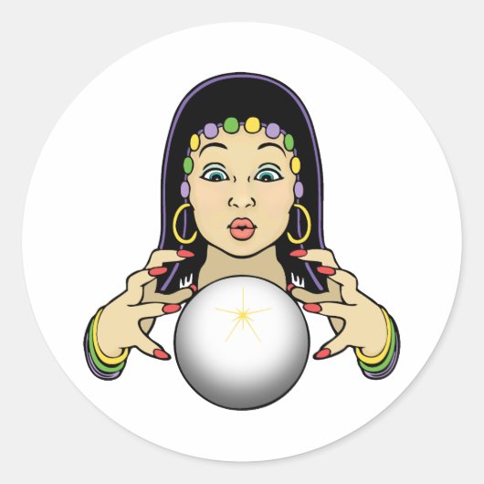 Mardi Gras Fortune Teller Ronde Sticker (Voorkant)