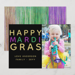 Mardi Gras-fotokaart - Modern Paars Green Gold Kaart