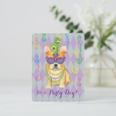 Mardi Gras Frenchie Kaart (Staand voorkant)