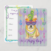 Mardi Gras Frenchie Kaart (Voorkant / Achterkant)