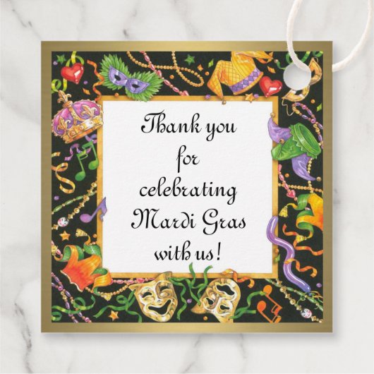 Mardi Gras Fun Bedankjes Labels (Achterkant)
