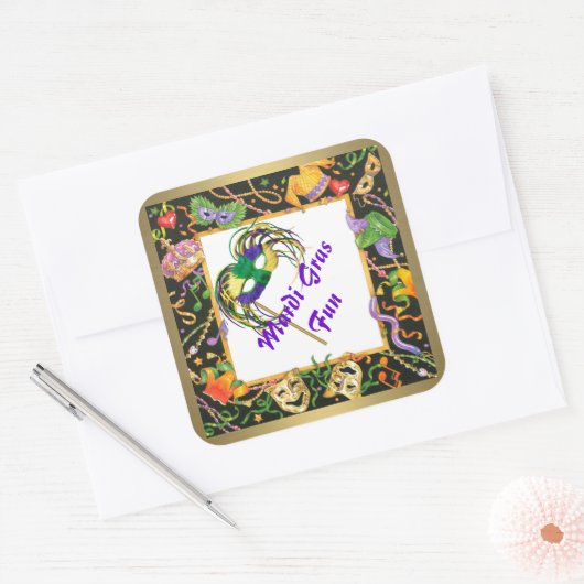 Mardi Gras Fun Sticker (Envelop)