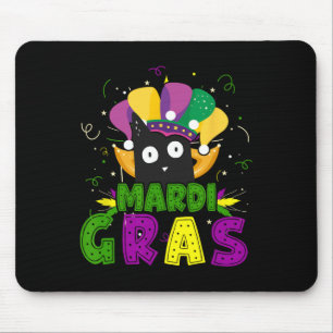 Mardi Gras Funny Black Cat Wearing Clown Cat Mardi Muismat