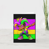 Mardi Gras Funny Dabbing Black Boy Jester Hat Kid Kaart (Voorkant)