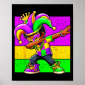 Mardi Gras Funny Dabbing Black Boy Jester Hat Kid  Poster (Voorkant)