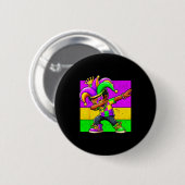 Mardi Gras Funny Dabbing Black Boy Jester Hat Kid  Ronde Button 5,7 Cm (Voorkant /achterkant)