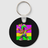 Mardi Gras Funny Dabbing Black Boy Jester Hat Kid Sleutelhanger (Voorkant)
